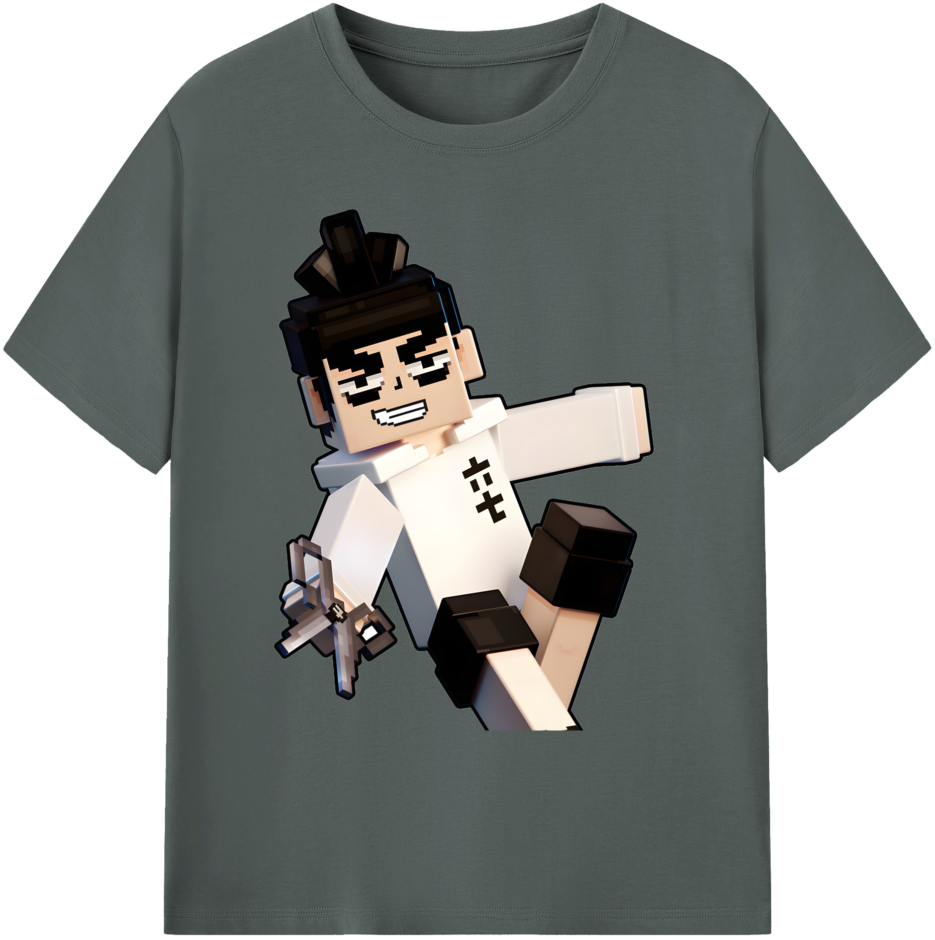 （画像用） マインクラフト ブロックの世界 Minecraft MC Block world 綿100％ メンズ半袖Tシャツ｜肌触りやわらか＆通気性